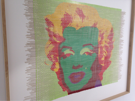 Jochen Holler, Bild-Textverwebung–Marilyn/Arthur Miller V, paper, carton,126.5 x 150cm.